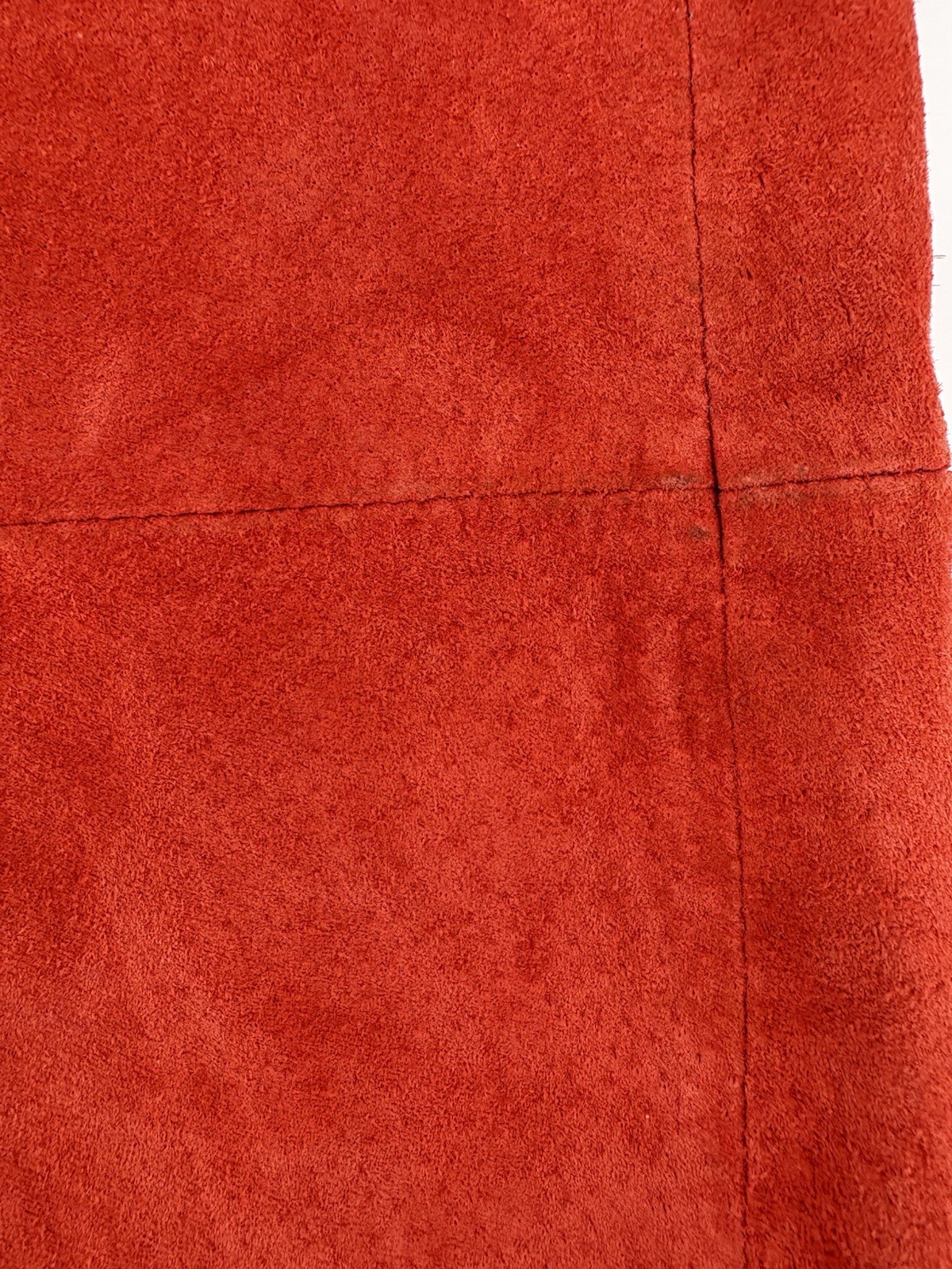 Vintage Modern Images Genuine Leather Suede A-Line Midi Skirt Red Orange Size 6