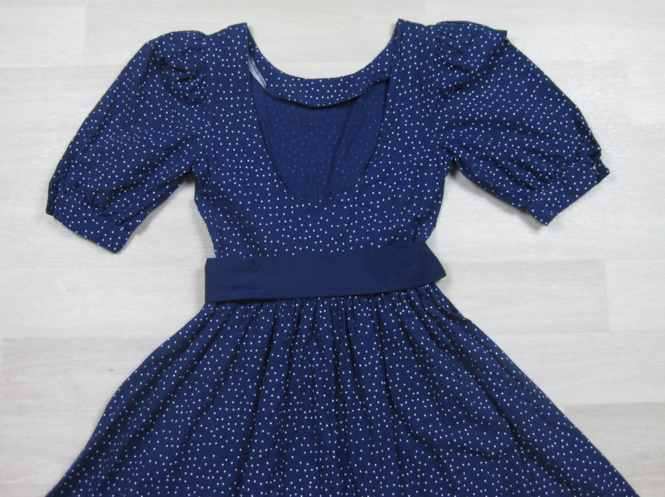 Vintage 80s does 50s Benson & Smith Midi Dress (S) Polka Dot Housewife Low Back