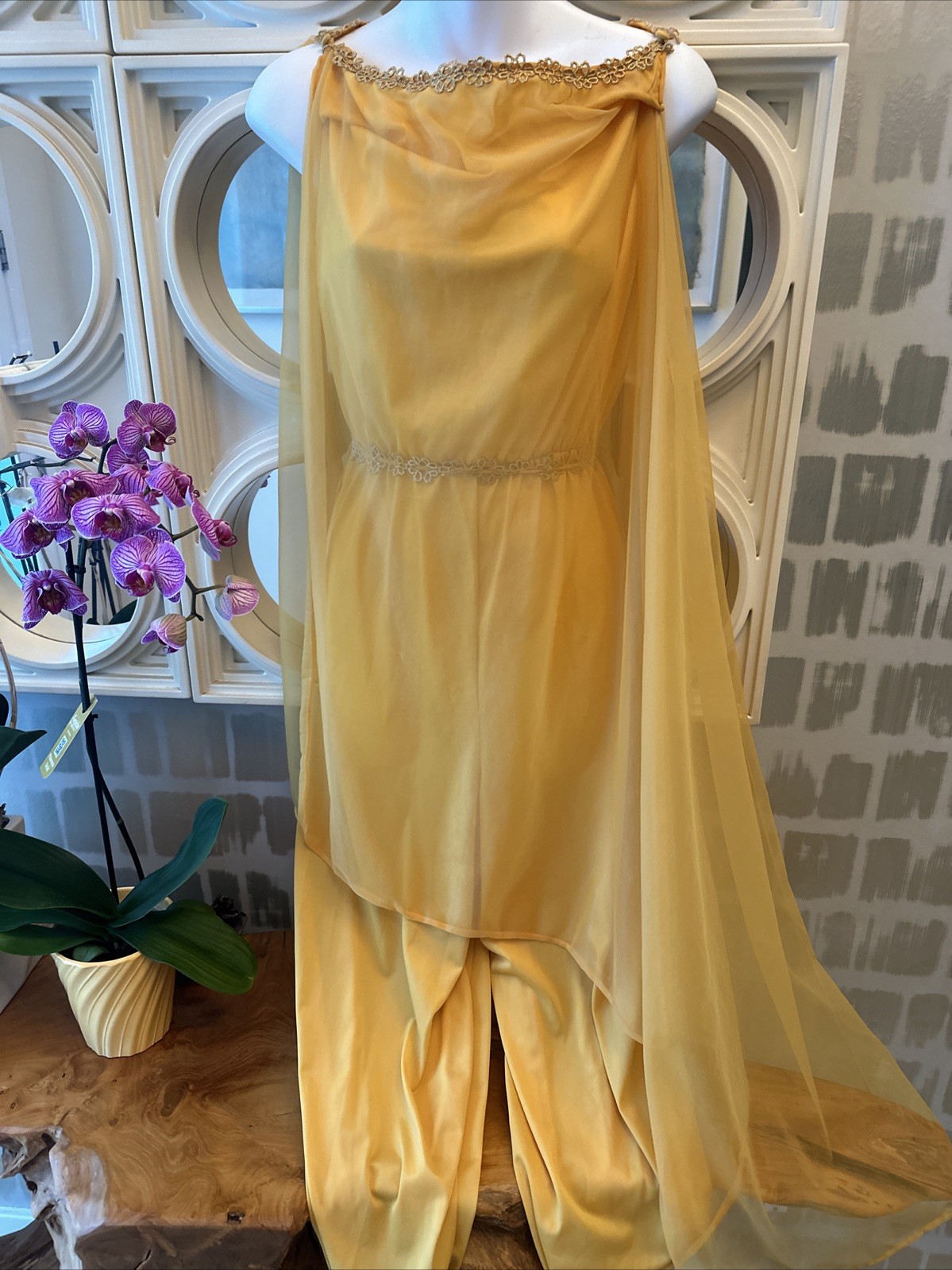 Glydons Hollywood 50s Apricot One Piece Harem Pants & Overlay Lounging Outfit M
