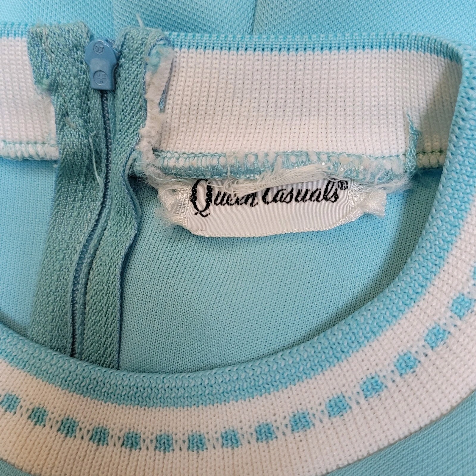 VTG 60s 70s Queen Casuals Sleeveless Light Blue Polyester Tennis Dress Sz M