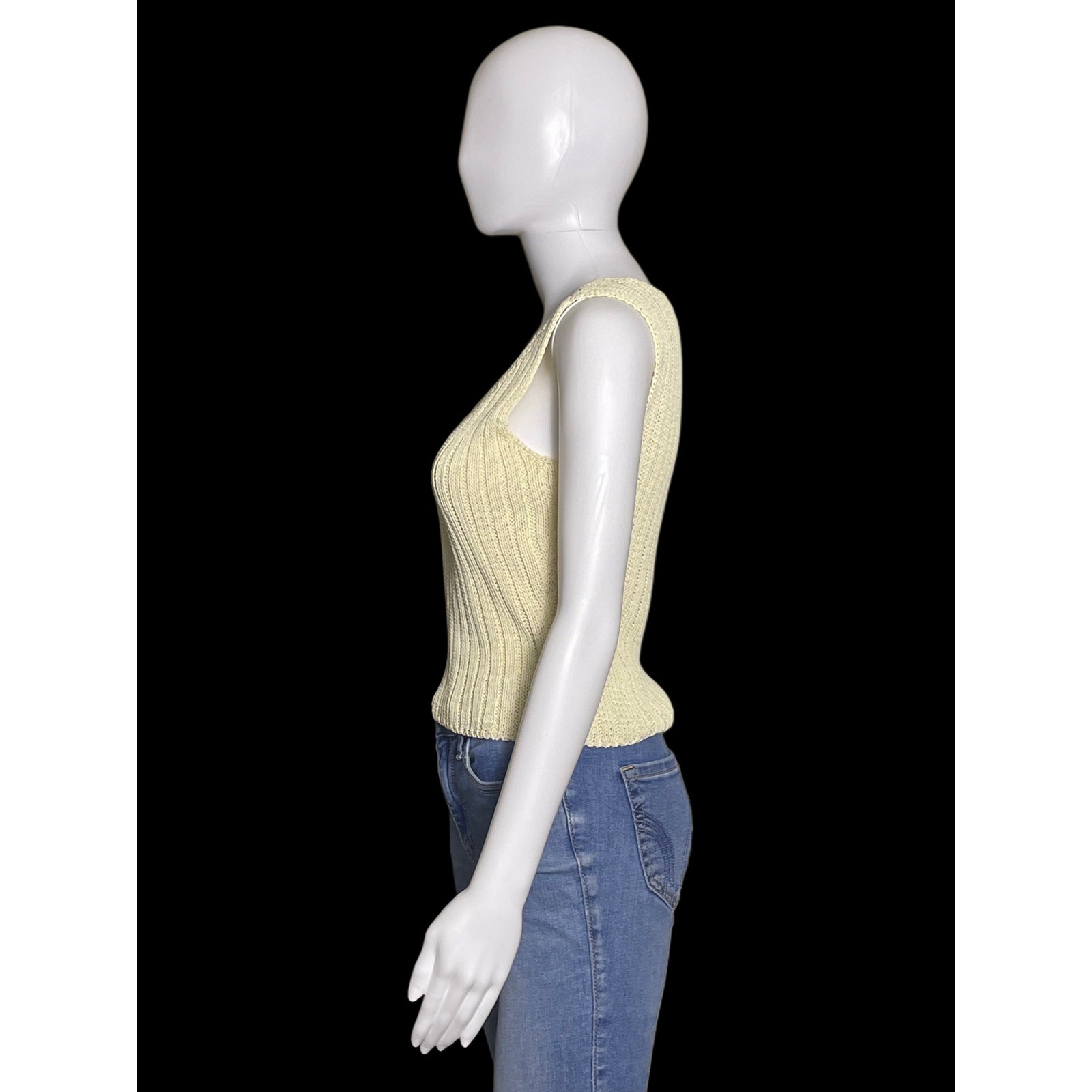Vintage Balenciaga Knit Ivory Crochet Sleeveless Women Vest From Japan Medium