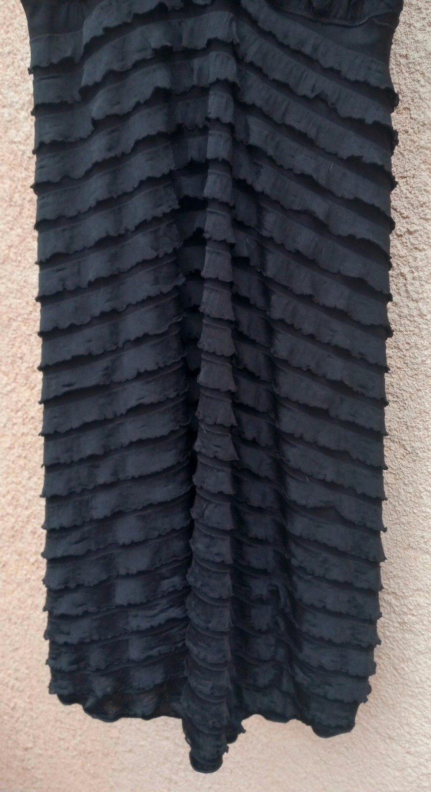 Vintage Santa Fe Designer Bucko Black Silk Ruffle Stretch M Dress