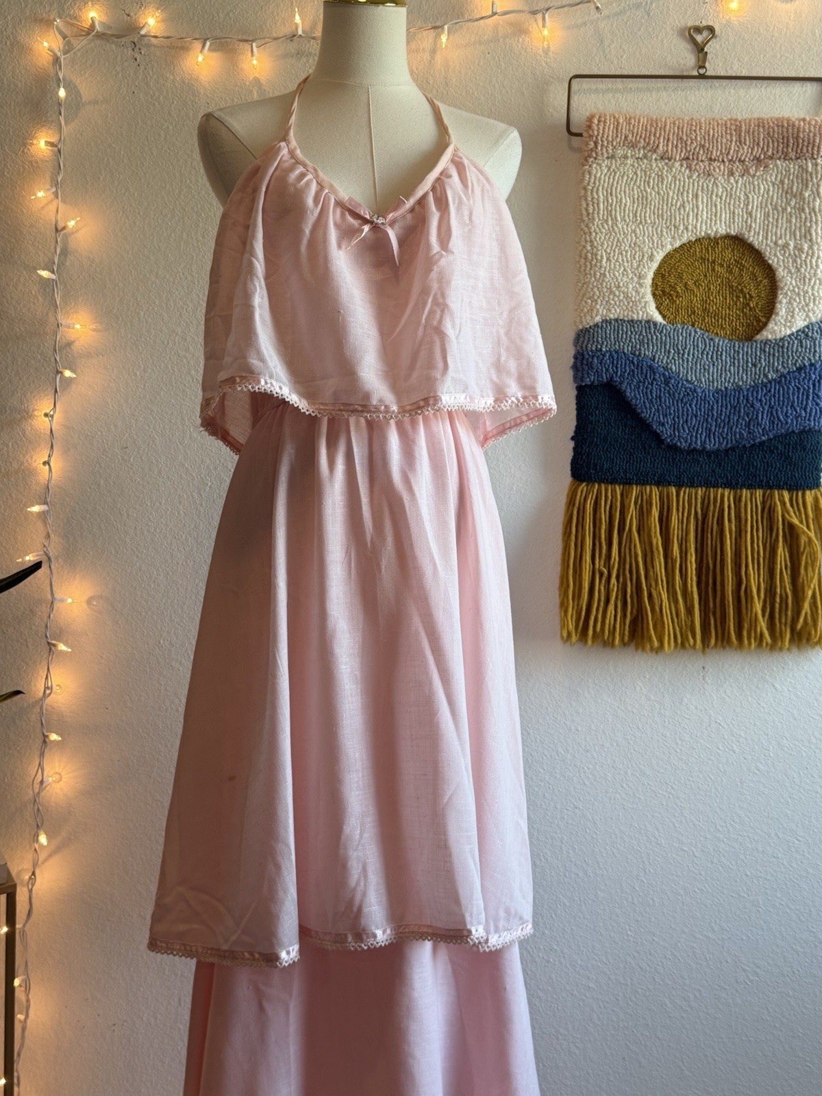 Trivia By Charm Of Hollywood Vintage Rare Pink Dress Gown Size S Maxi Ruffles