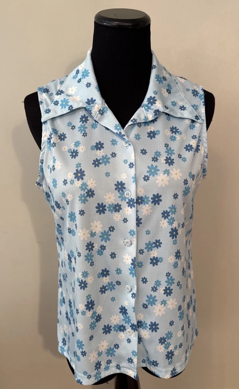 Vintage Xhilaration 90’s Does The 60’s Tank Blouse Groovy Flower Power USA XL