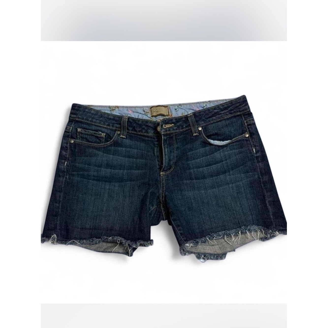 ♾️Paige Jimmy Jimmy Denim Shorts Dark Wash Frayed Raw Hem Cutoffs ♾️