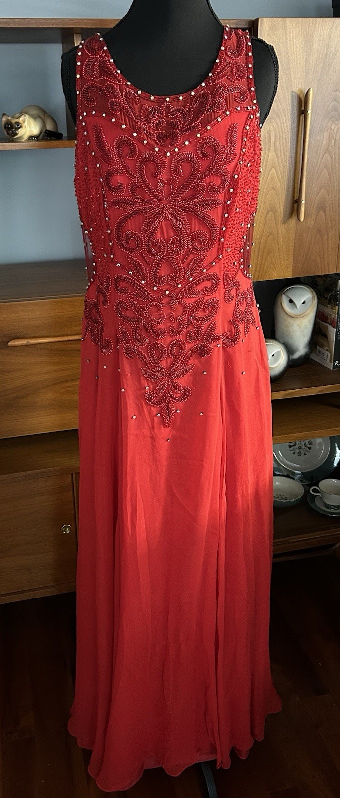 Vintage Red My Fashion dress Gown With Sequins And Beads Women’s 16