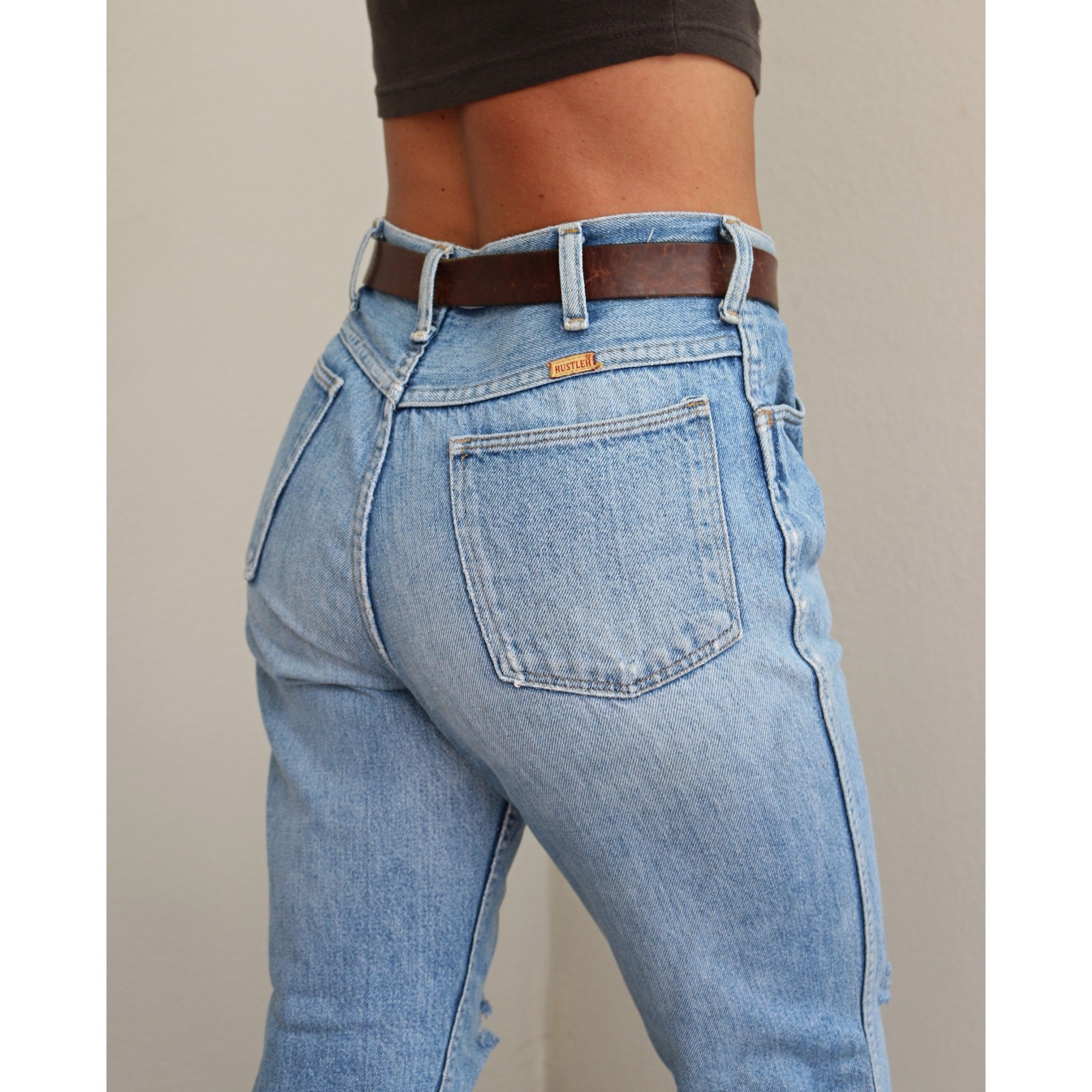 1980’s Vintage USA Made Rustler Distressed Jeans ~ Women’s SM MD 30″ 31″ Waist