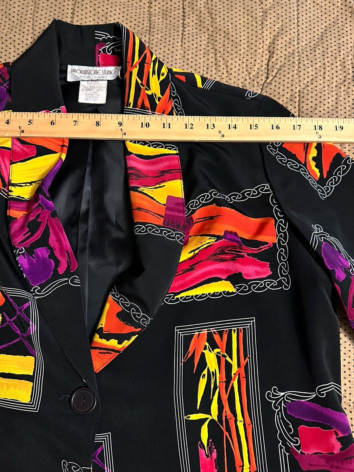 Brown Stone Studio Vtg Blazer Jacket Abstract Artsy 80s Sz Medium Office Party