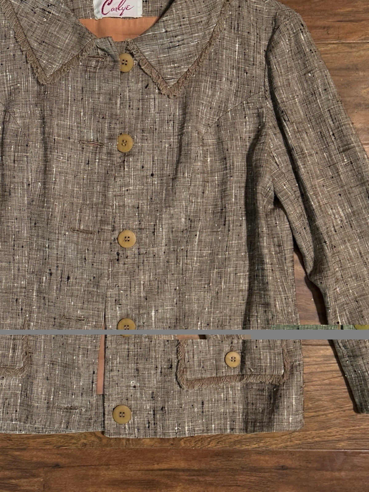Vintage 1960s Carlye Women’s Jacket Linen Blazer With Matching Skirt Size Small