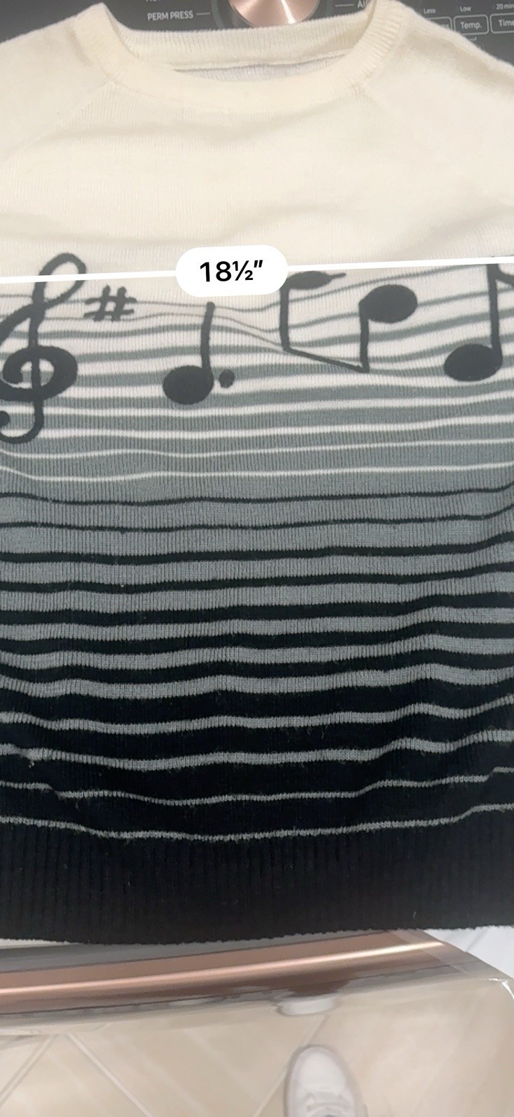 Vintage Cyn Les Shirlee Designs SWEATER Embroidered MUSIC Teacher NOTES XS/S