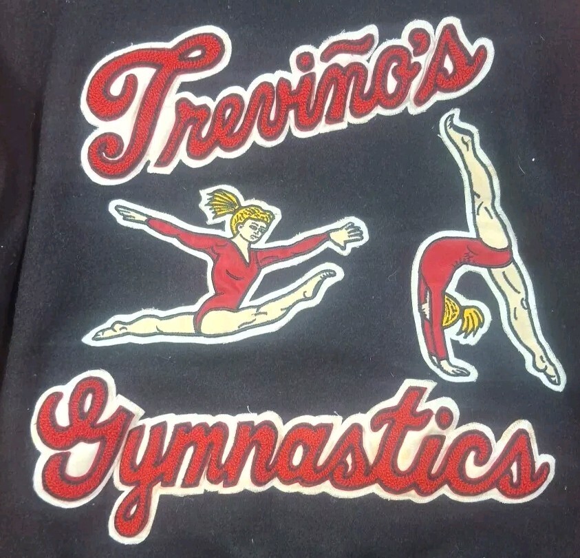 2 VTG DeLong Varsity Jackets Trinity Trojans Texas Gymnastics Sz XS Red Black