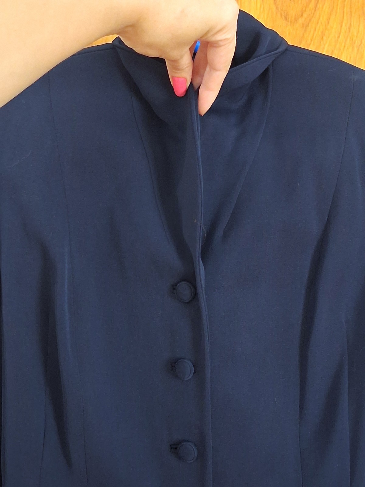 Vintage 40s–50s Navy Blue Wool Jacket – Women’s S/M Petite Excellent Condition