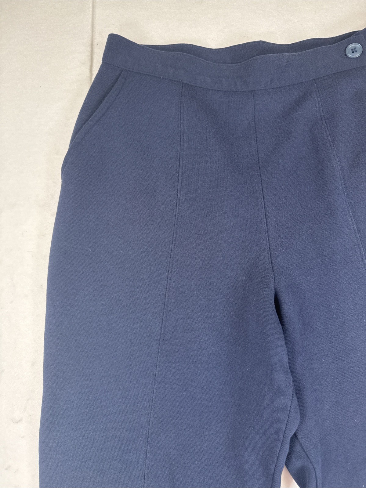Vintage Stirrup Pants Land’s End Size M 90s Navy Blue Cotton Lycra Made In USA