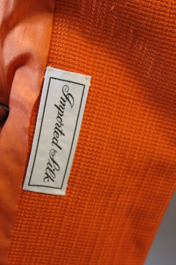 VTG 60s HARRODS – I. MAGNIN of California Orange Silk Fitted Coat Paris