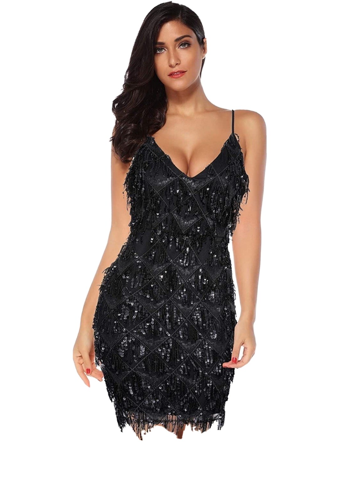 vintage Meilun Sequin Fringe 1920s Flapper Inspired Cocktail Dance Party Dress