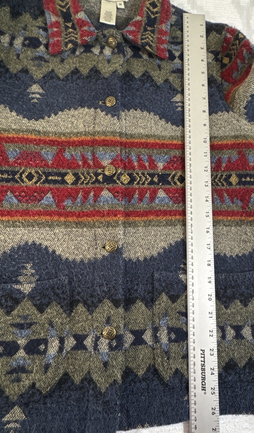 VTG Aztec Western Wool Blend Jacket Shacket Southwestern Hipster David Brooks M