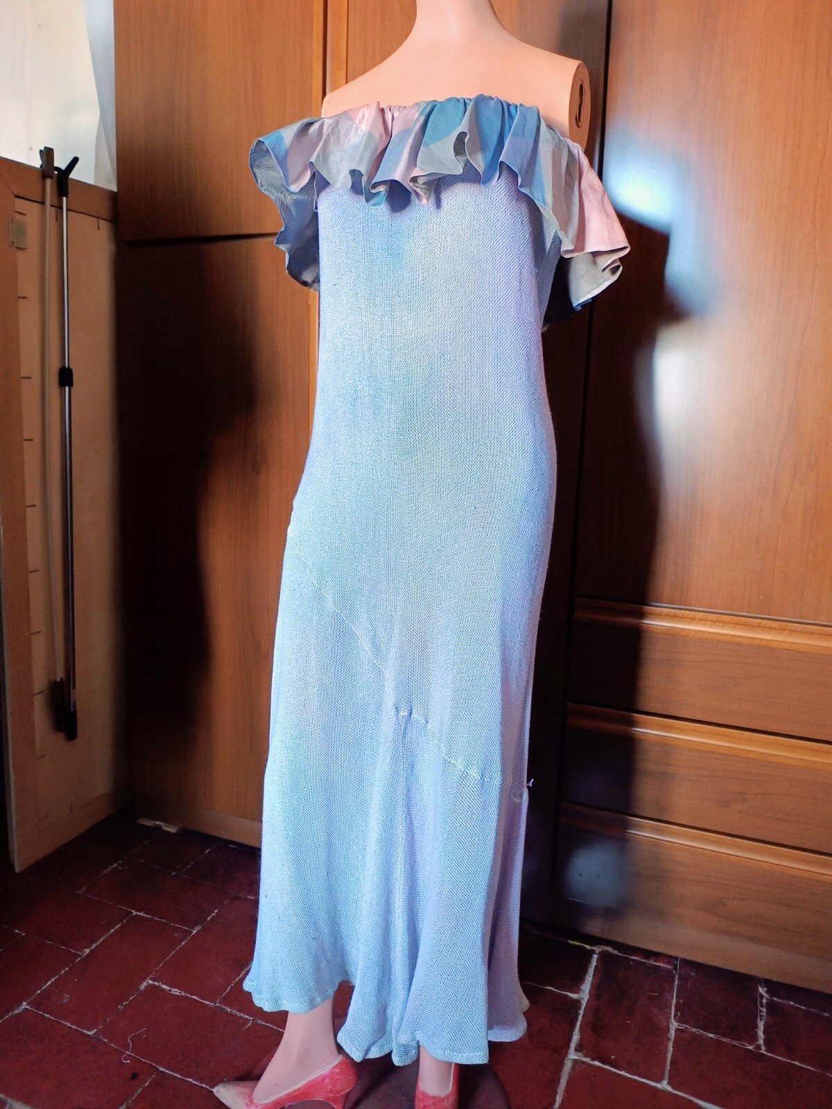 Vintage Sartorial Blended Linen & Satin Dress, Size M, Top Condition