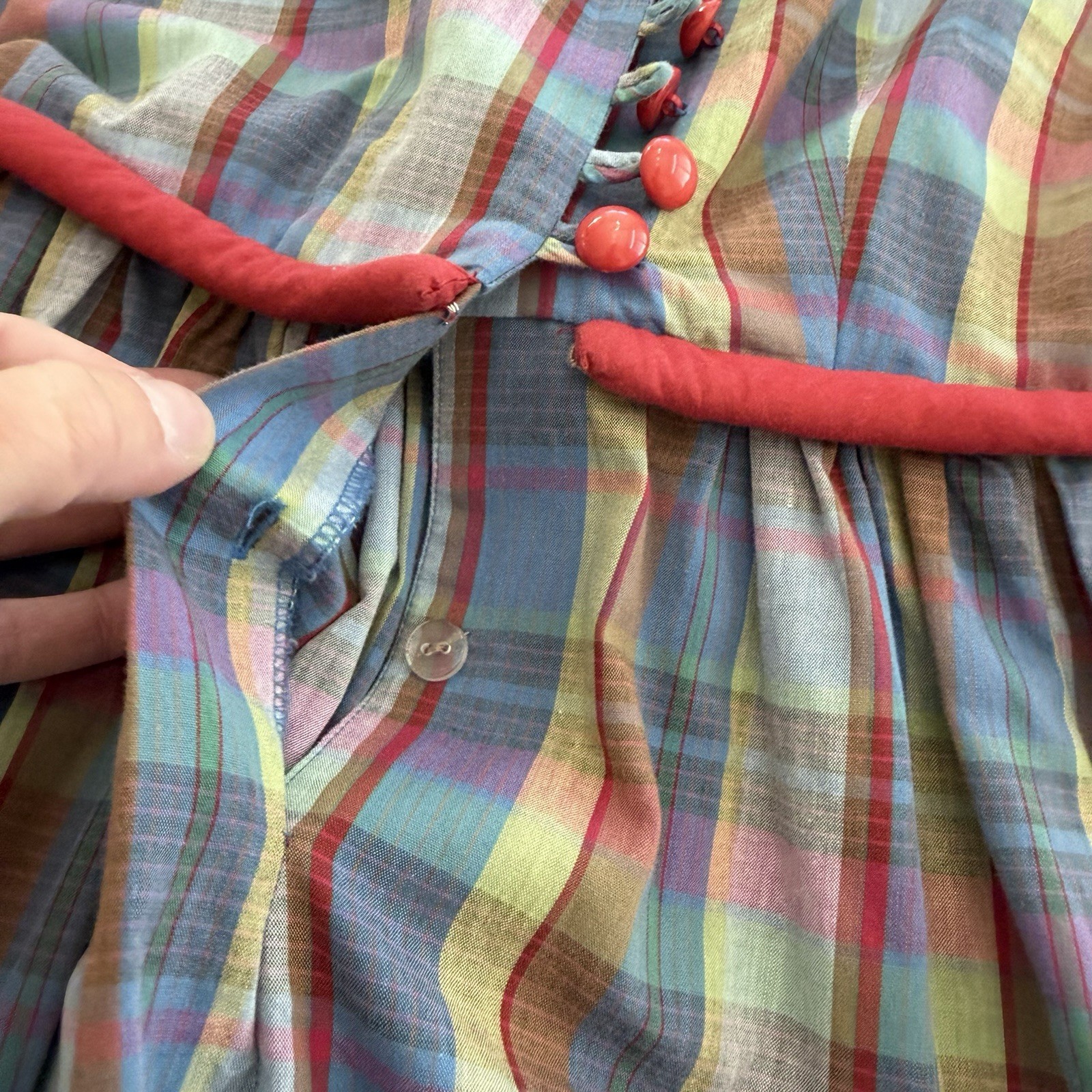 Vintage Katherine Conover Plaid Button Front Prairie Dress Long Sleeve Size 4