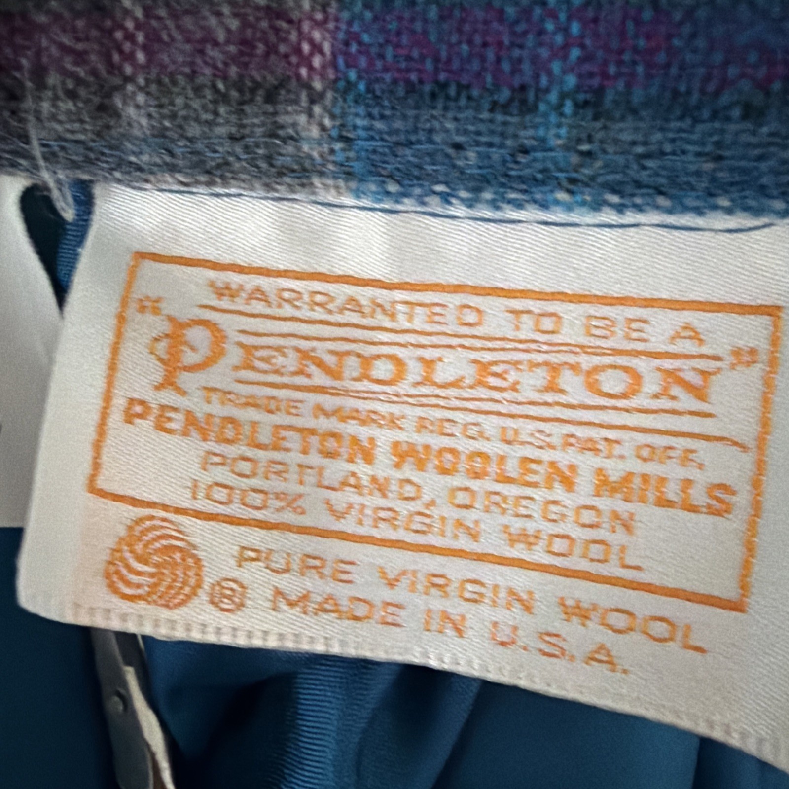Vintage Pendleton Pleated Check Plaid Long Skirt Blue Purple Gray Pastel Sz 12