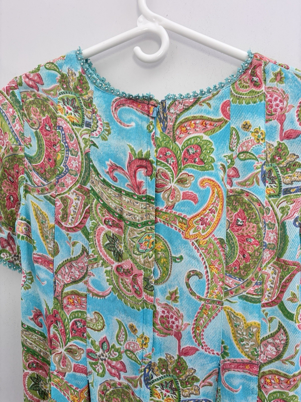 Sarah Elizabeth Vintage Cottagecore Prairie Maxi Dress Sz 6 Blue Pink Paisley