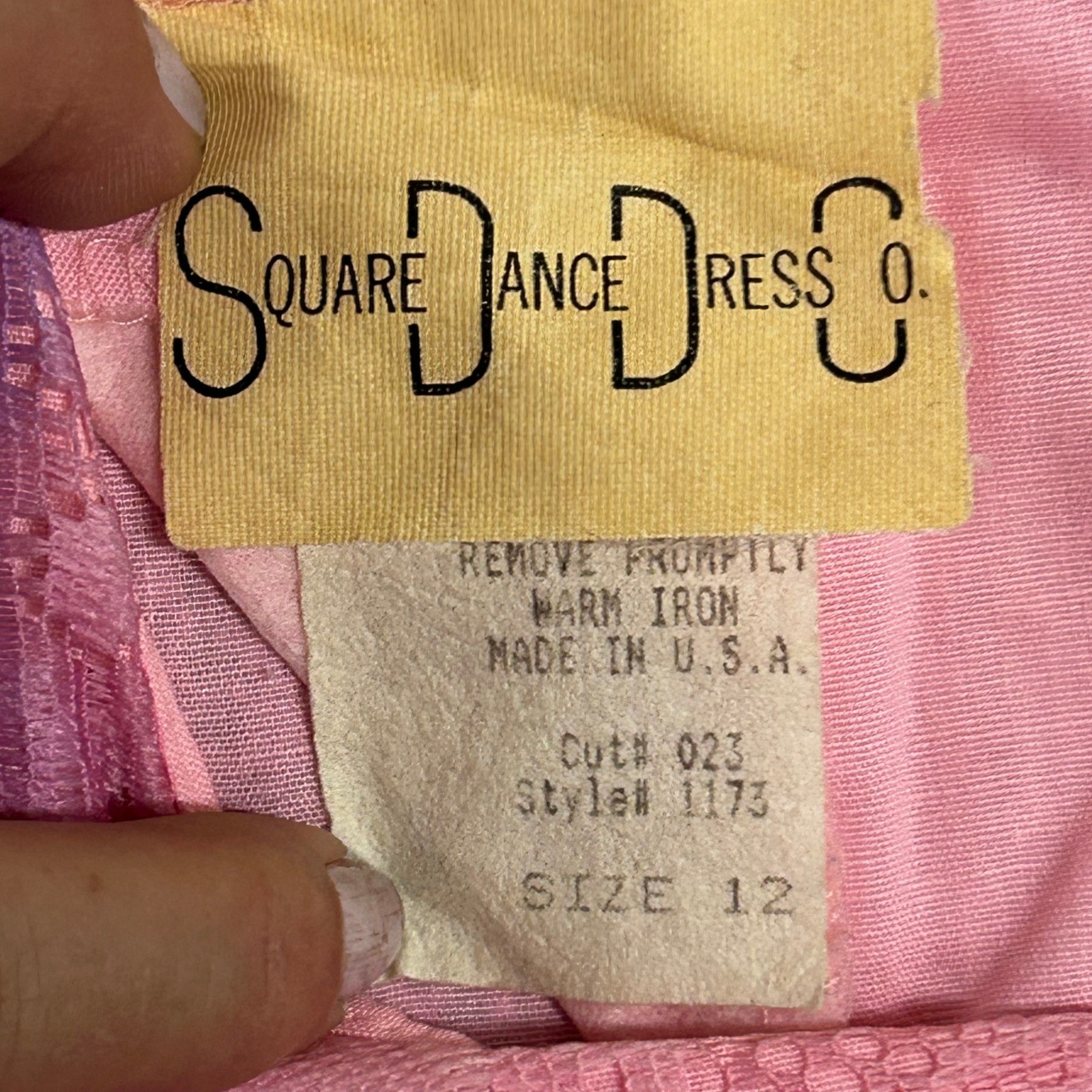 Square Dance Dress Co. Dress Womens Size 12 Pink Purple Tie Dye Lace USA Vintage