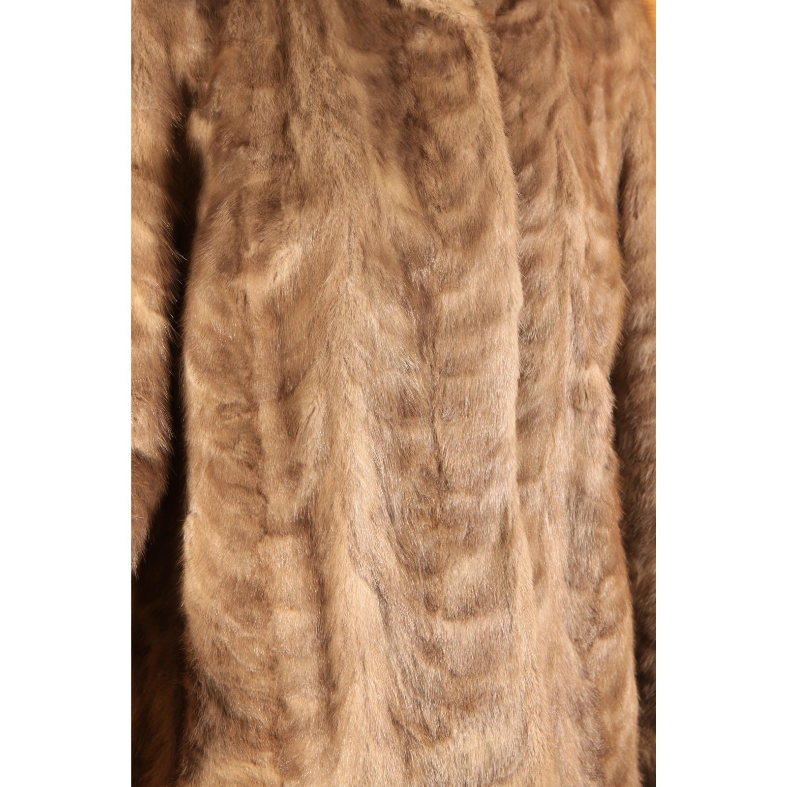 1950s Gray Brown Long Sleeve Rolled Cuff Mink Fur Coat by Gartenhaus -XL