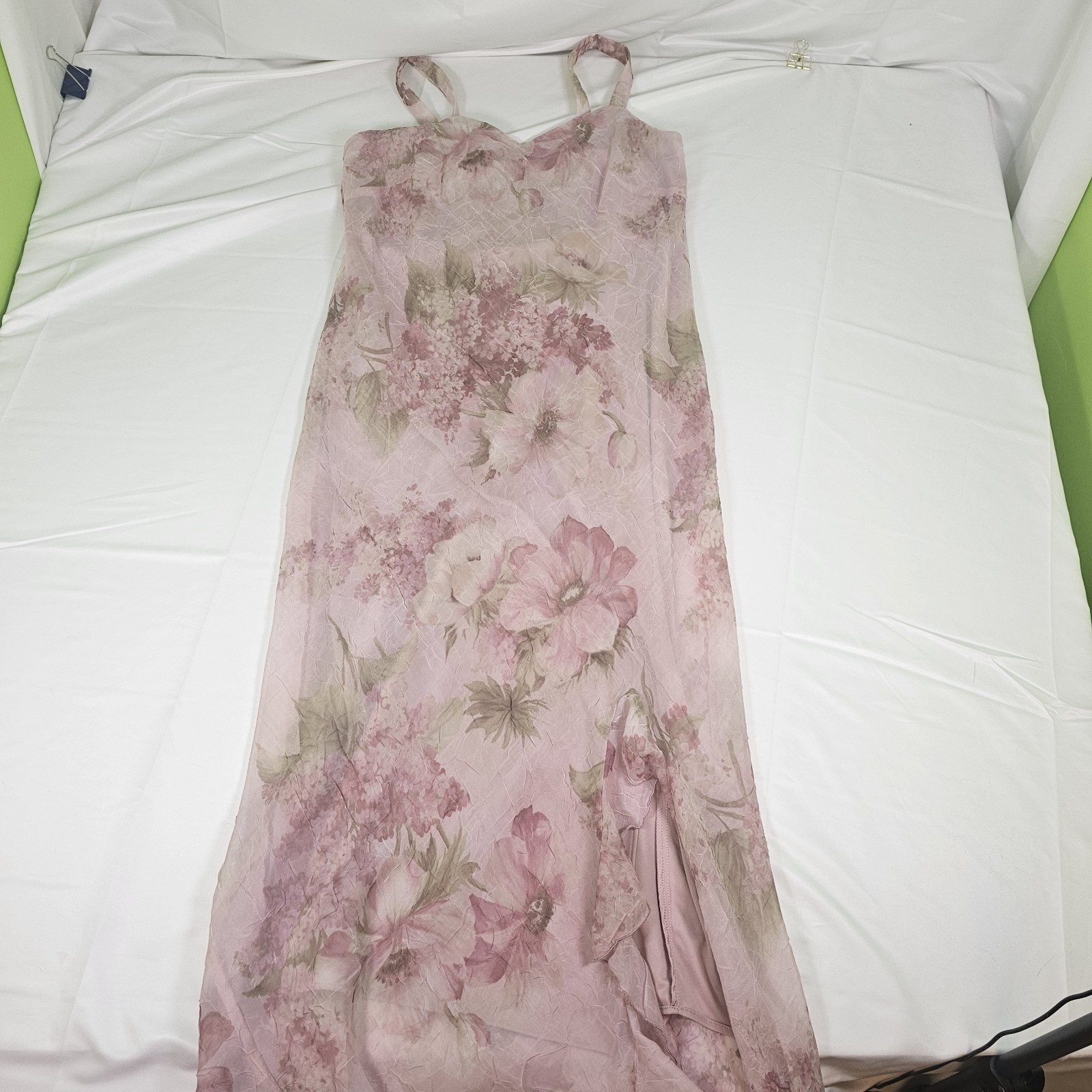VTG 90s Y2K Fairy Floral Dress R&M Richards Pale Pink Chiffon Appx Sz L Coquette