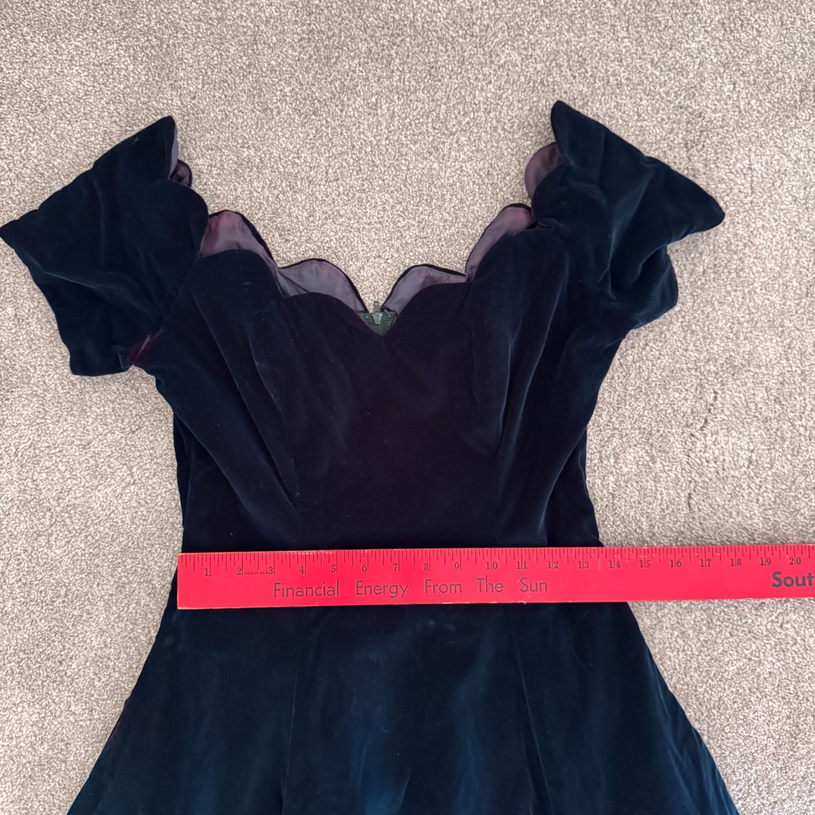 Vintage Karen Lucas for Nite Teal Velvet Off Shoulder Formal Dress Size 10
