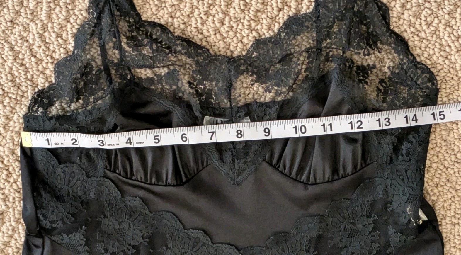 Vtg Rikki New York Silky Black Nylon Lace Maxi Gown Slip Neglige’ Sz M