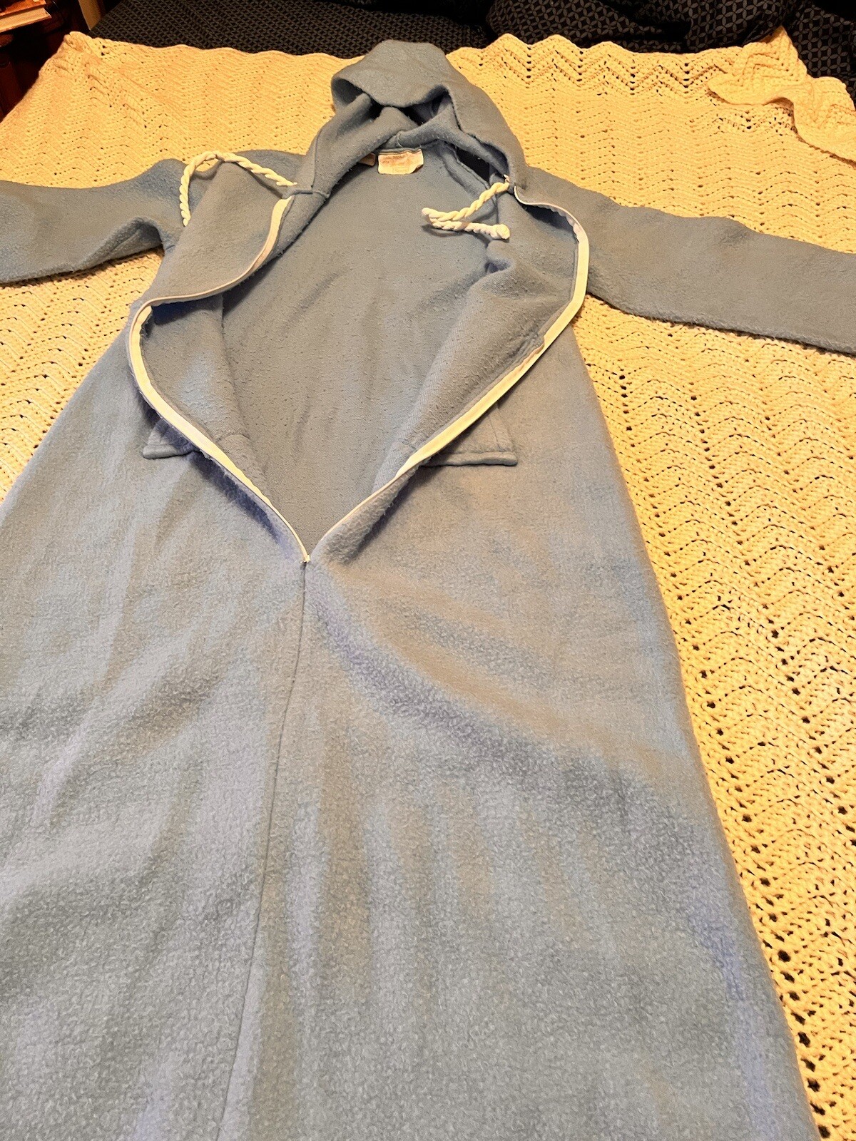 Vintage “At Home Wear” 1/2 Zip, Hooded, W/Pockets Robe/HouseCoat