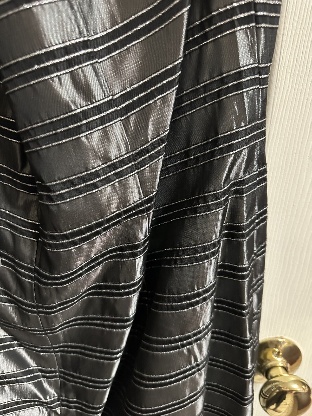 2pc Jacket Dress Set 90s Large Silver Gray Strapless Metallic Silky MOB Formal