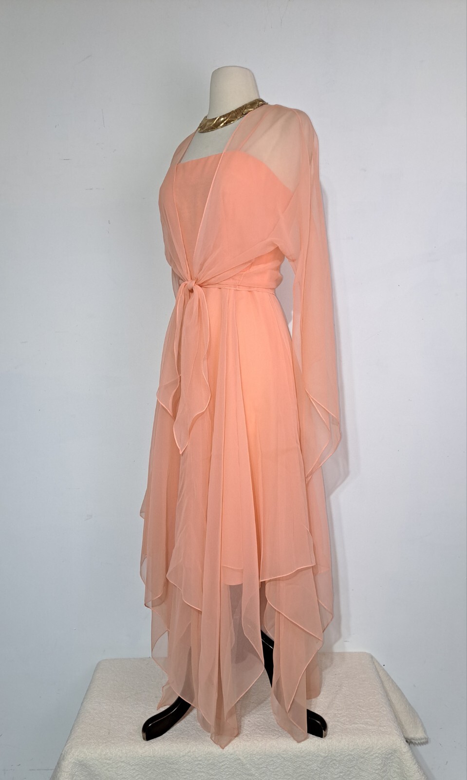 Vintage 1970s Handkerchief Festival Dress XS Don Luis de Espana Double Chiffon
