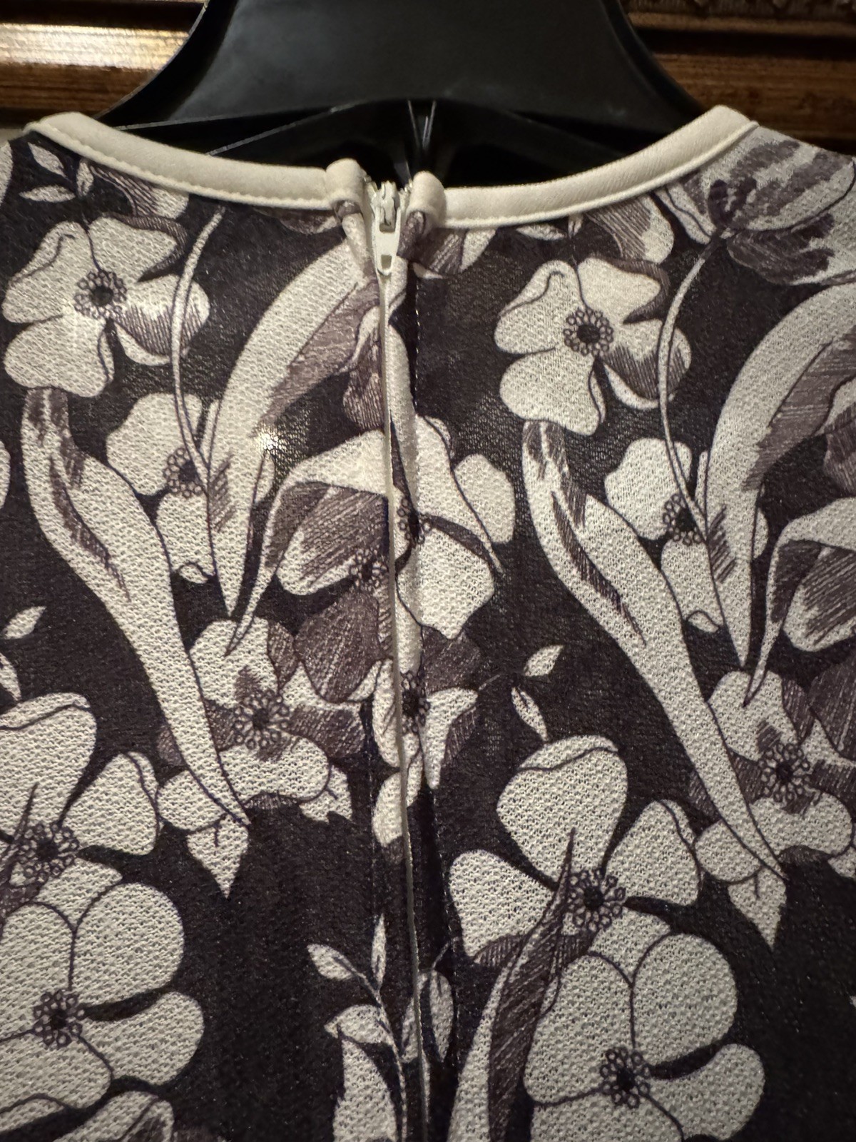 Vintage Nelly Don Shift Dress Black & White Floral Midi Back Zip w/ belt-Size18