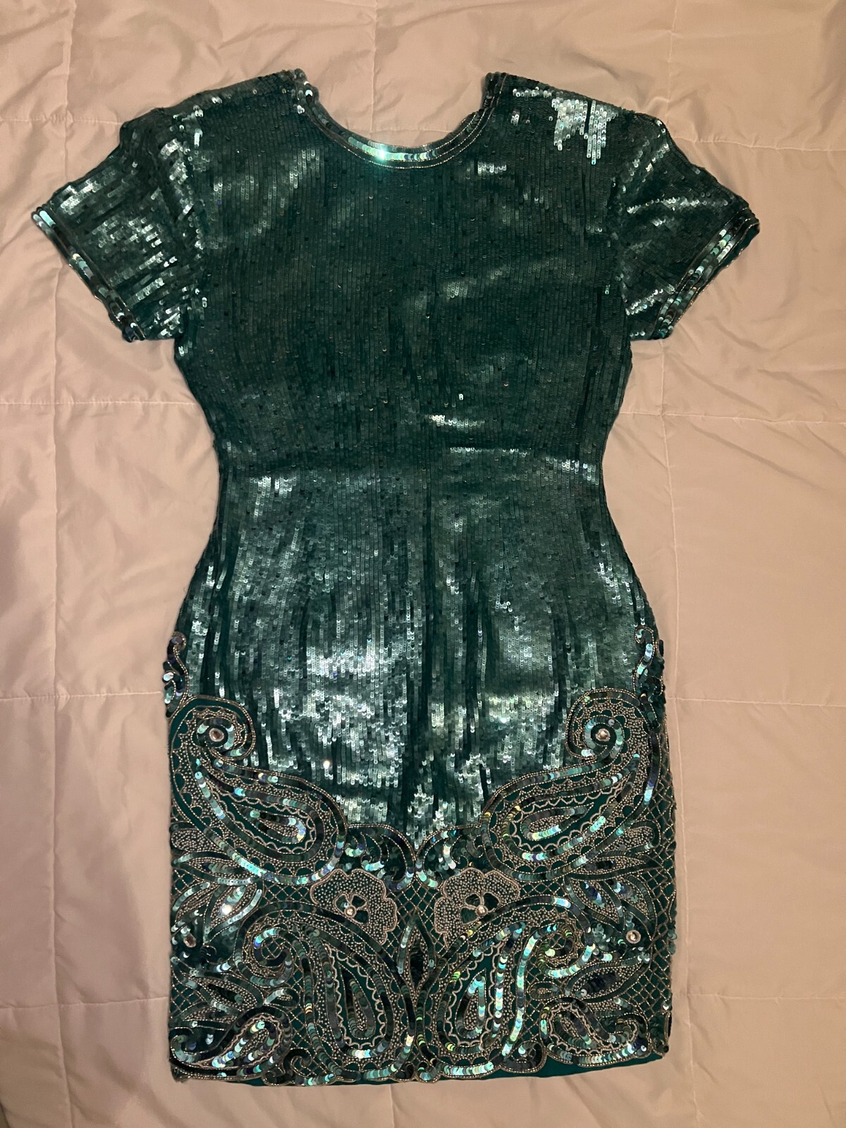 Naeem Khan Riazee Nights Blue Silver Beaded Evening Formal Dress M