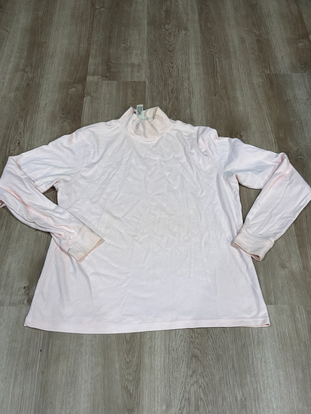 Vintage LL Bean Turtleneck Shirt Women Light Pink Basic Cotton Polyester Blend M