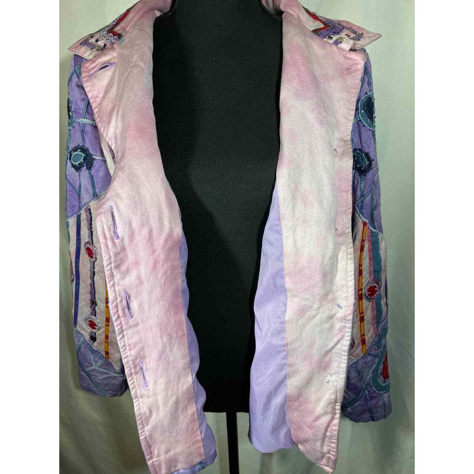 Vintage Indigo Moon Funky Retro Jacket Womens Medium Embroidered Embellishments
