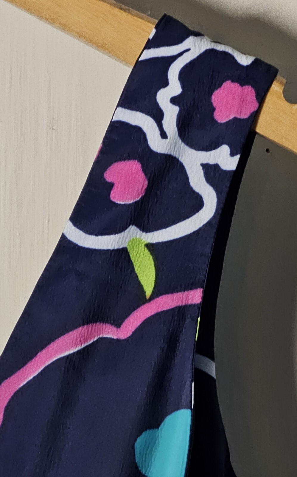 VTG 70’s Dress Handmade Women 34″-Chest Blue Pink Green Floral Hawaiian Maxi