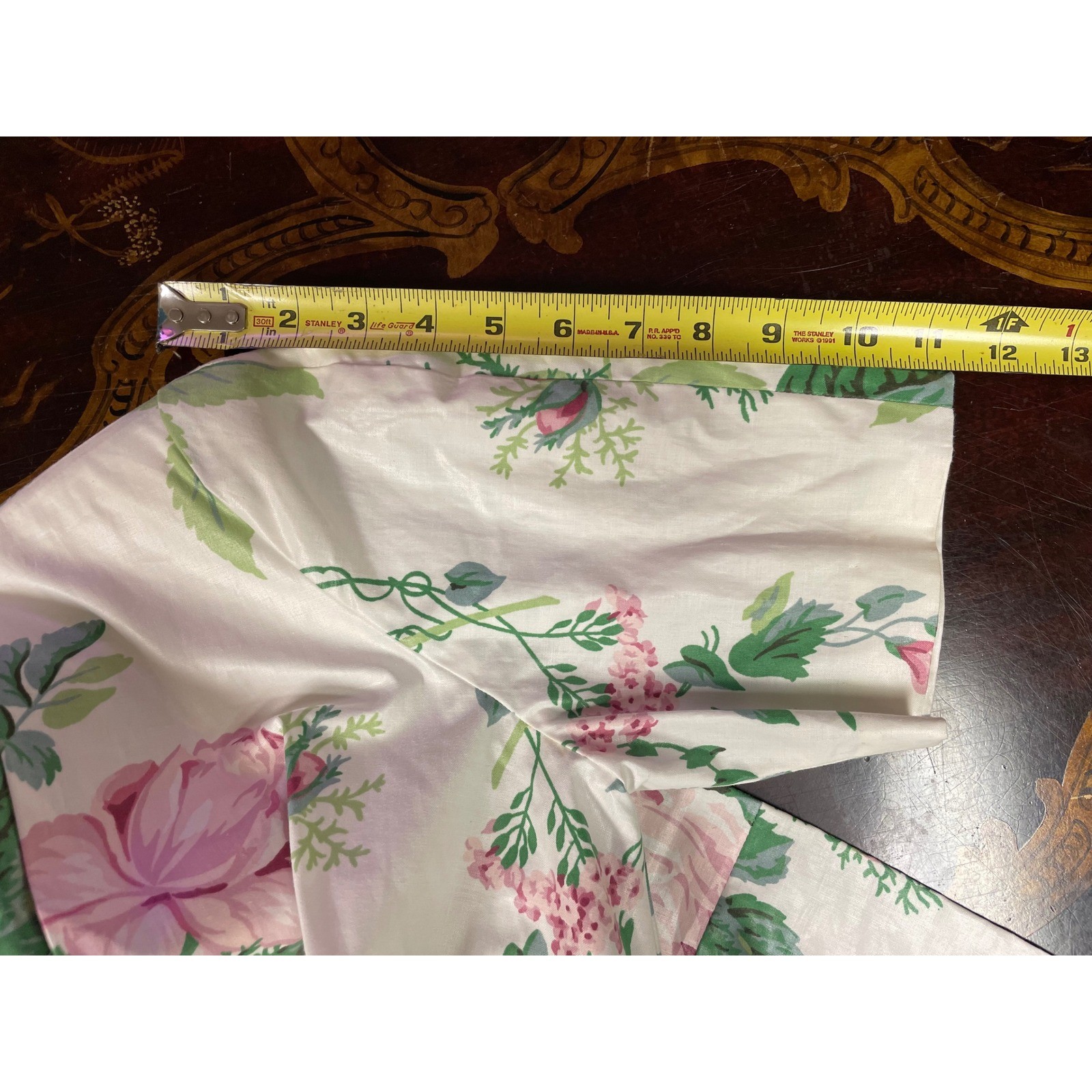 Vintage White Pink Rose Floral Fit Flare Dress Short Sleeve Cottage Romantic 6