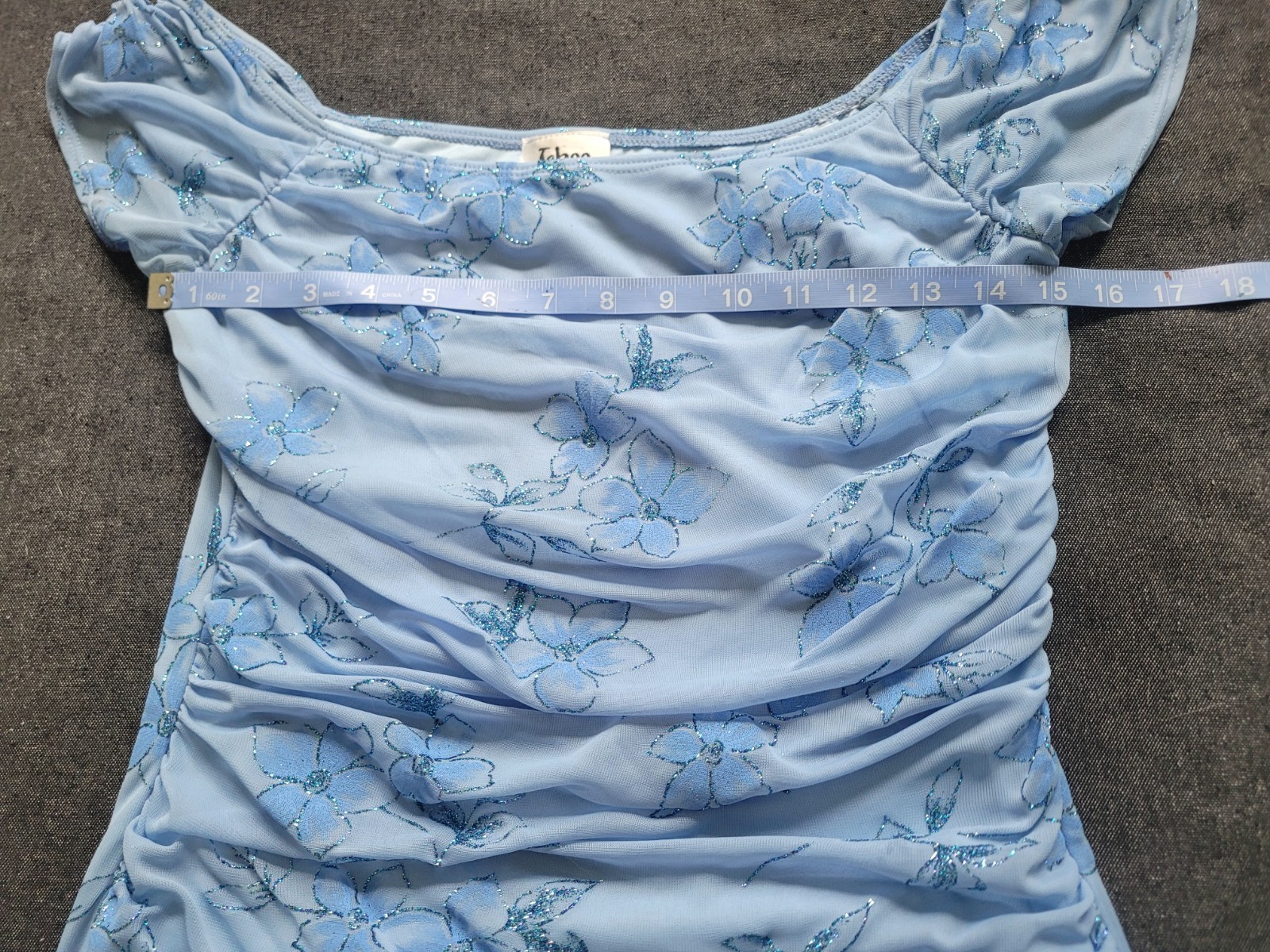Vintage 90s Y2K Taboo Blue Floral Drop Waist Asymmetrical Hem Prom Hoco Size S/M
