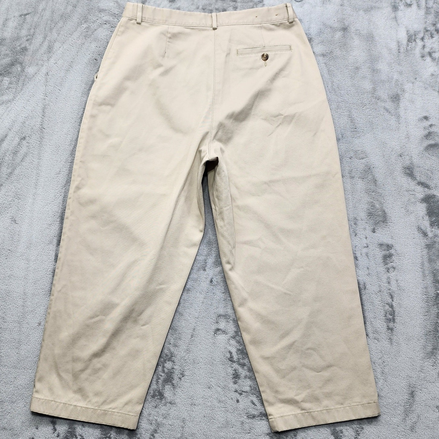 Vintage 90s LL Bean Pants Womens 14 Beige Khaki Original Fit High Rise Crop Hem