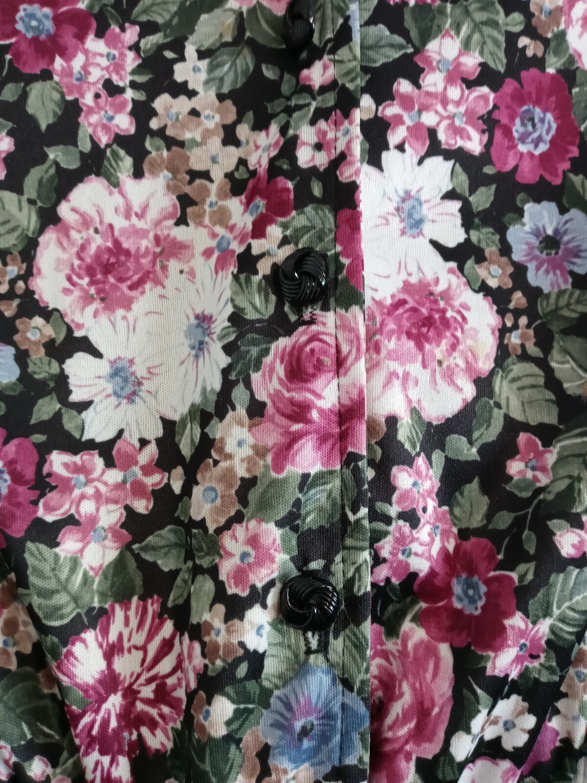 VTG 80s Tabby of California Purple Dark Floral Dress S Puff Sleeve Elastic Waist