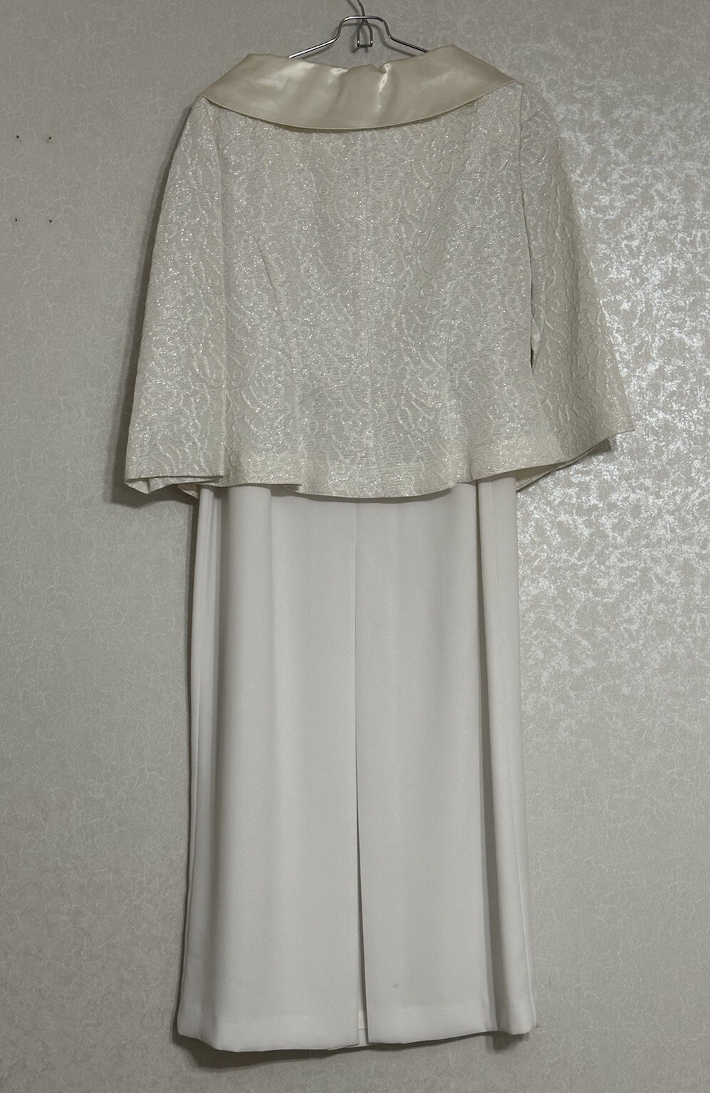 Leslie Fay Evenings Metallic Jacket and Maxi Skirt Set Ivory White Vintage 12