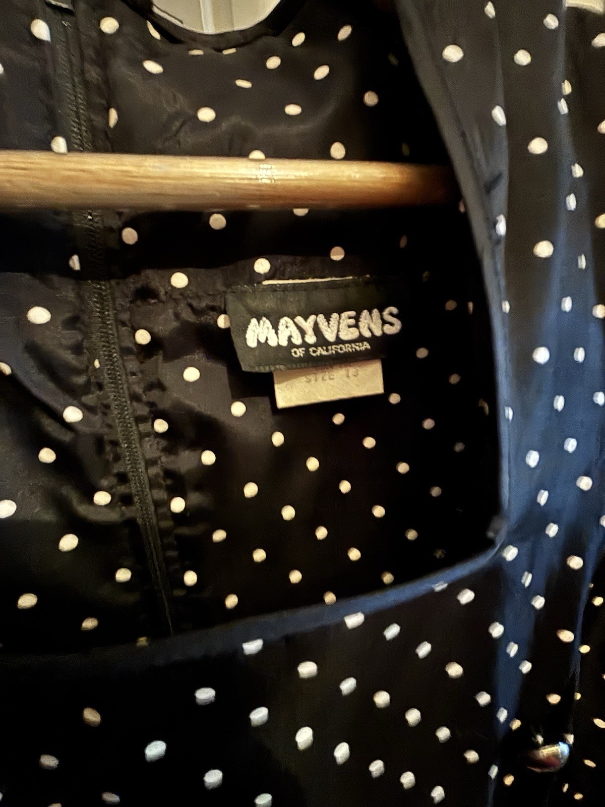 Mayvens Of California Dress Size 13 Black And white Polka Dot Vintage 1980s