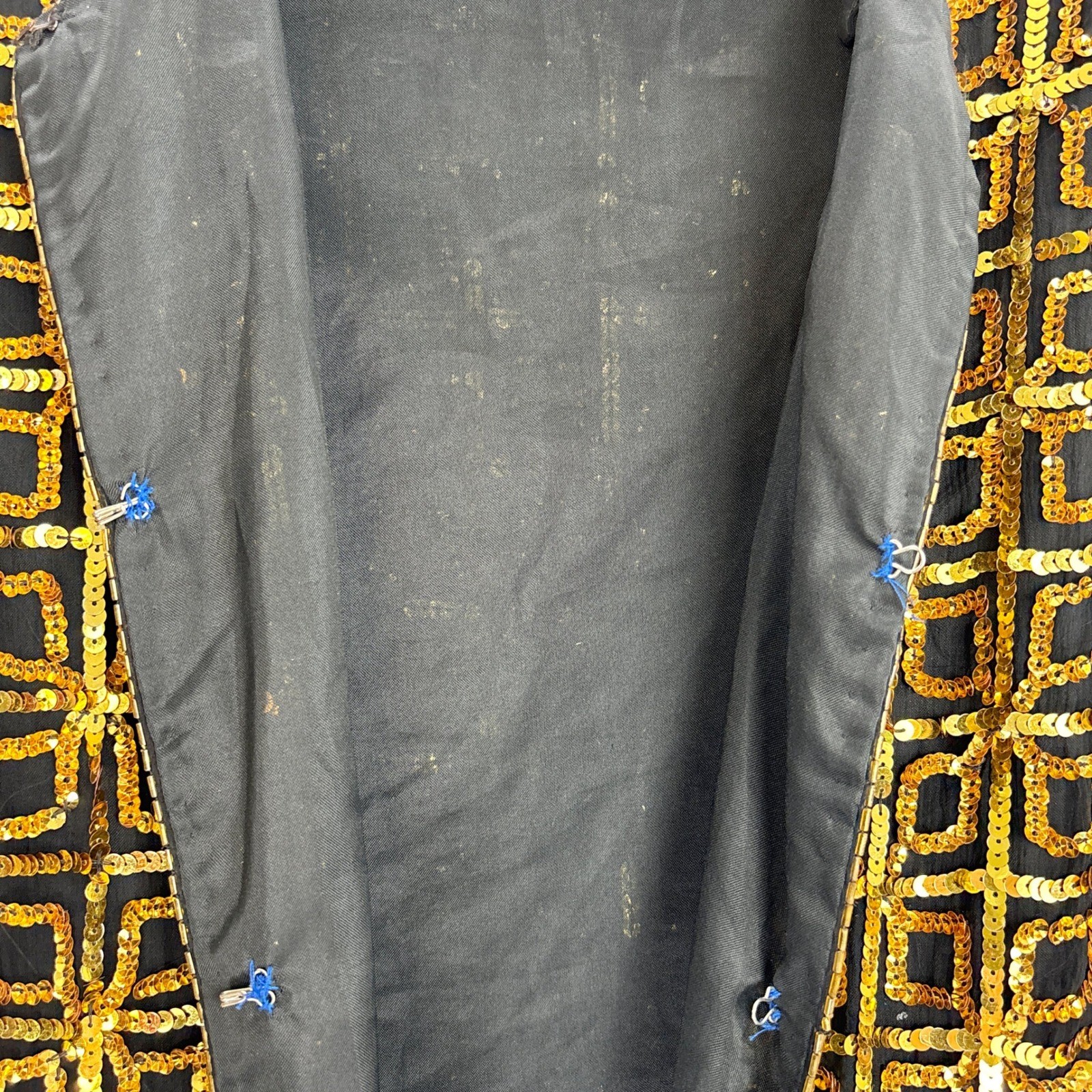 CARINA Vintage Sequin Beaded Jacket Blazer Women’s Medium Black Gold Geometric