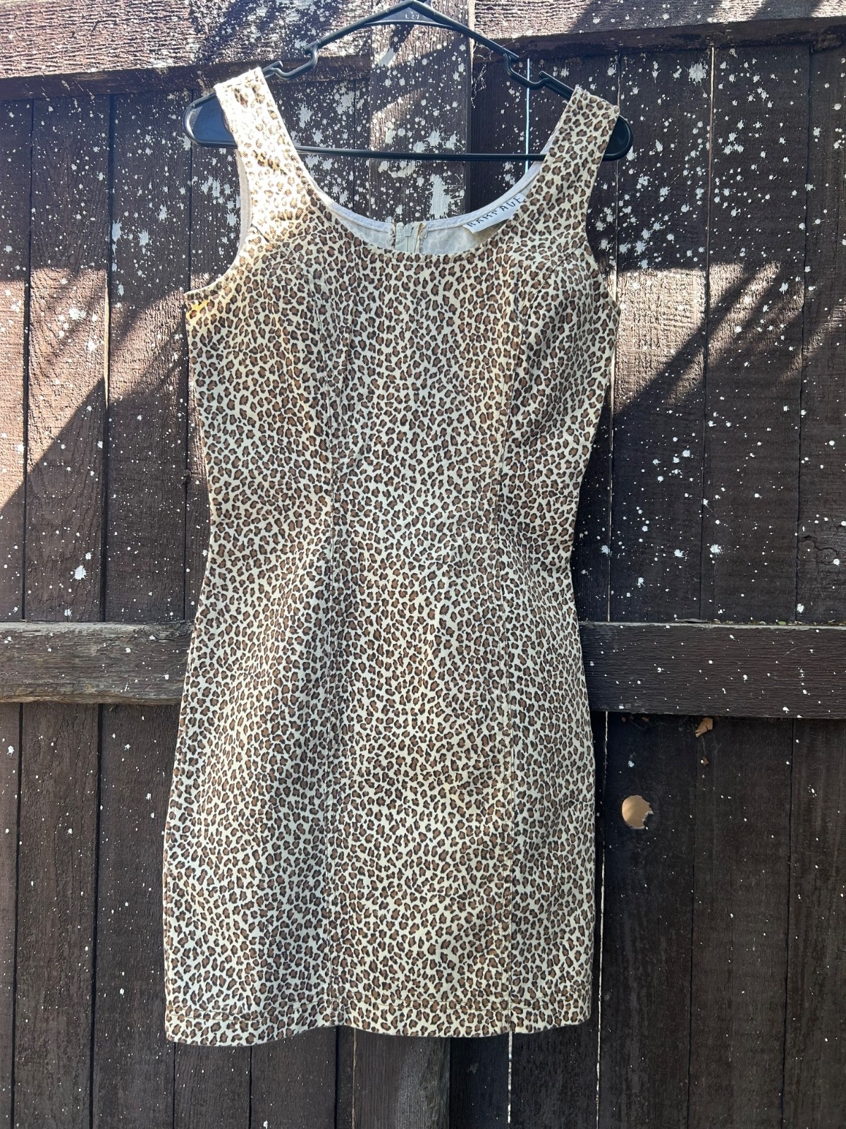 1990s Rampage vintage sheath mini wiggle leopard denim dress womens xs s 7
