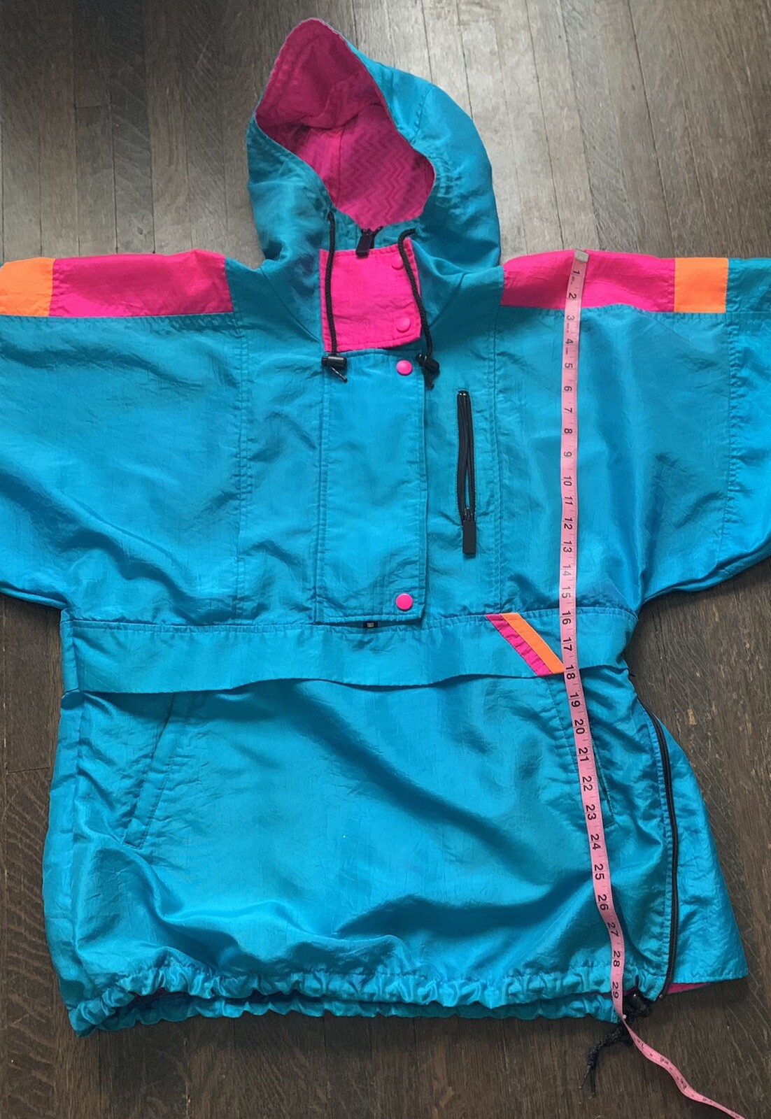 Sunbuster Performance Sports Apparel L ? Nylon Partial Zip Bright Turquoise Pnk