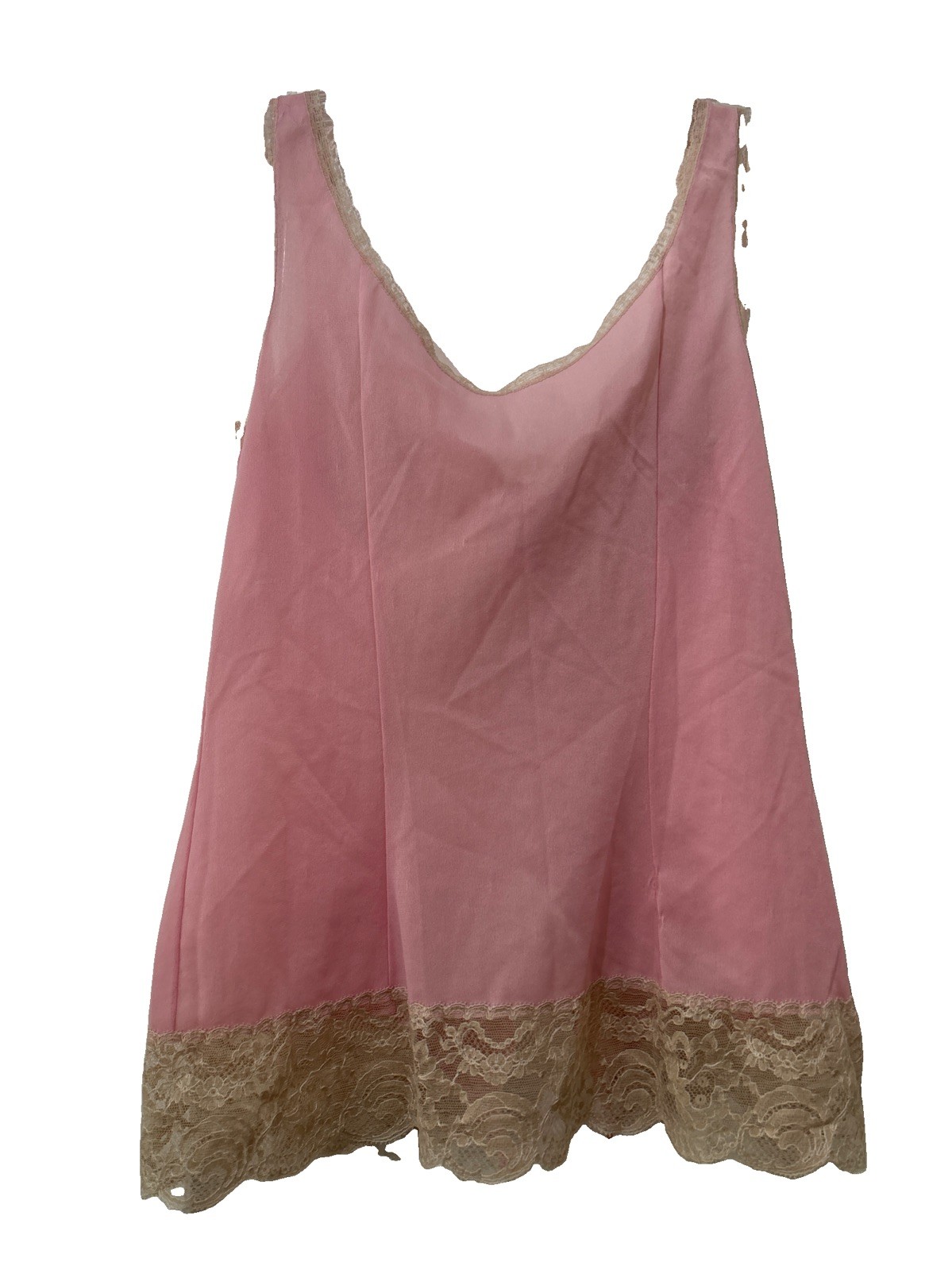 Vintage Hollywood Vassarette Lace Camisole Pink Tank Top Crepelon Size 34 *Read