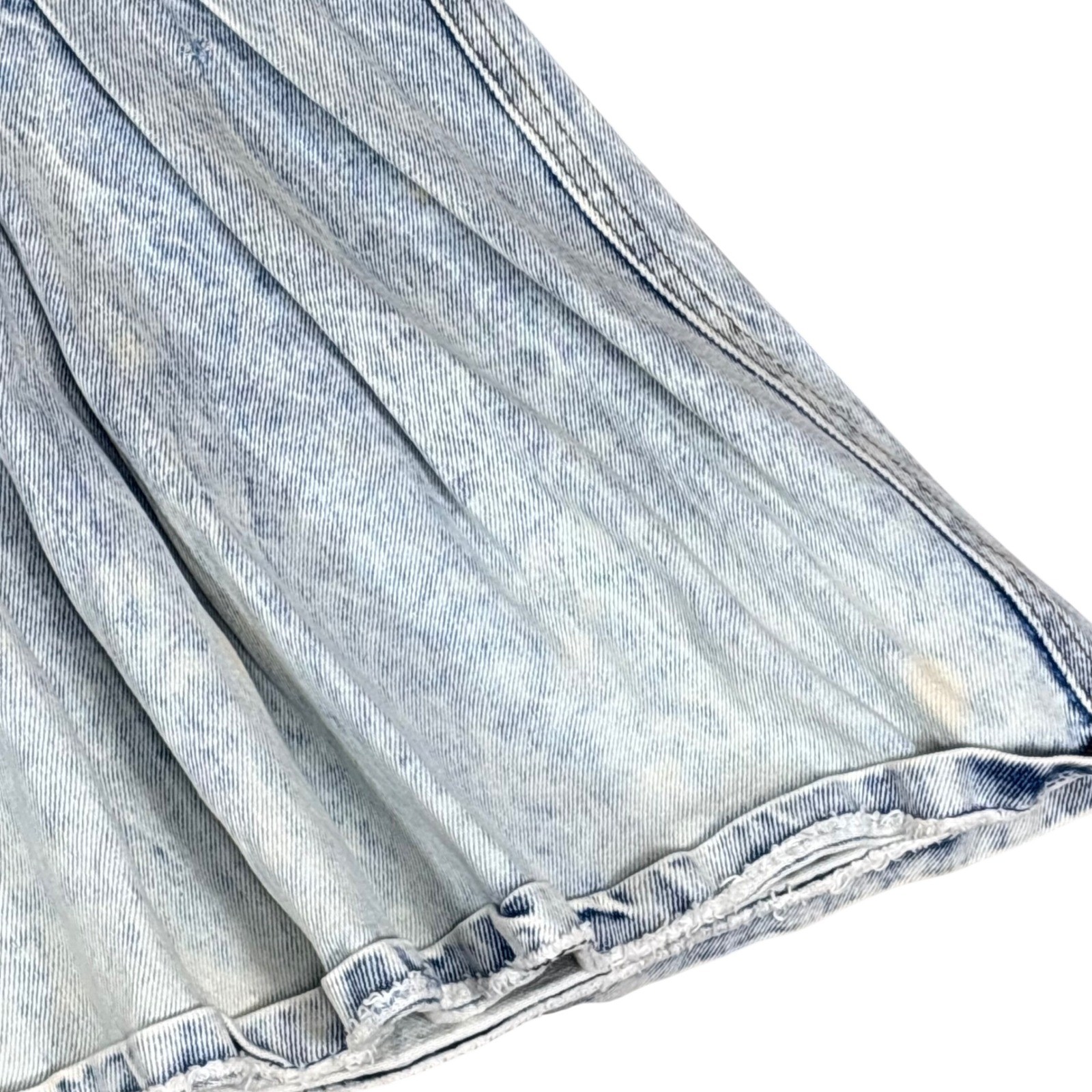 80s 90s Acid Wash Denim Skirt Light Wash Pleated High Waist Vintage Retro Women