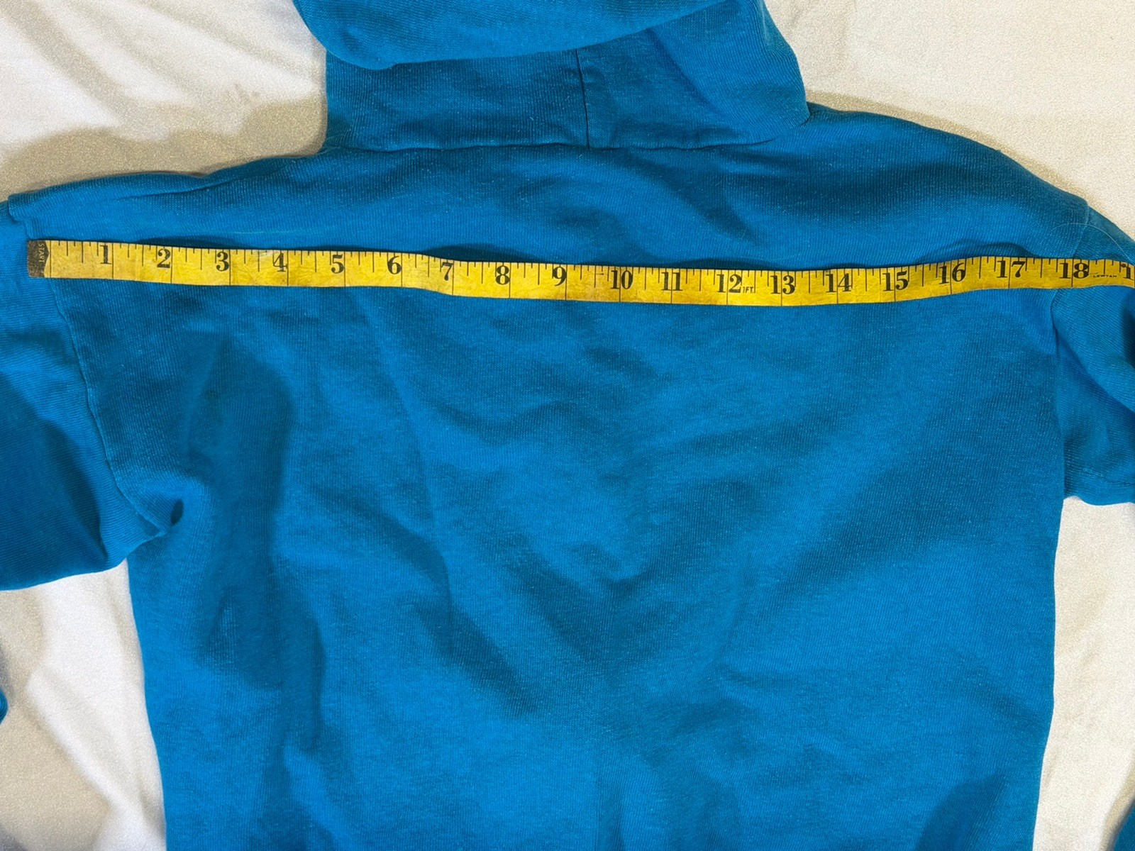 Vintage zip up hoodie turquoise drawstring cotton blend unisex small