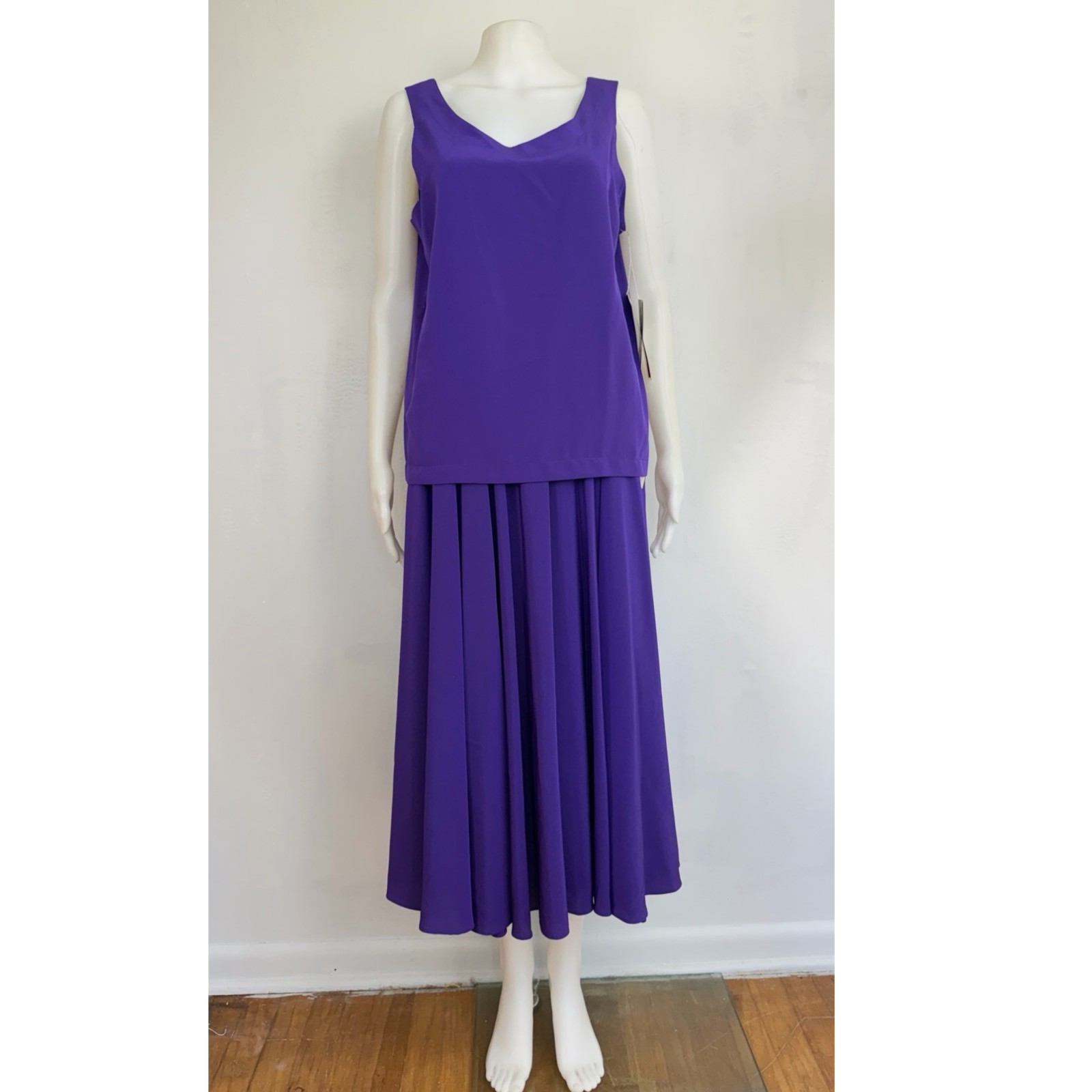 Vintage 3 Piece Outfit Set Size M/L 80s Purple Skirt Reversible Top & Jacket